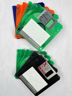 Vintage Imation 3.5" Floppy Disks Neon Colors & Black 1.44MB Untested Lot of 10